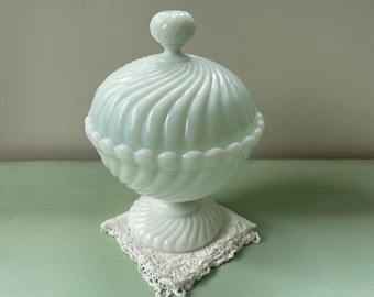 Vintage white opaline sugar bowl
