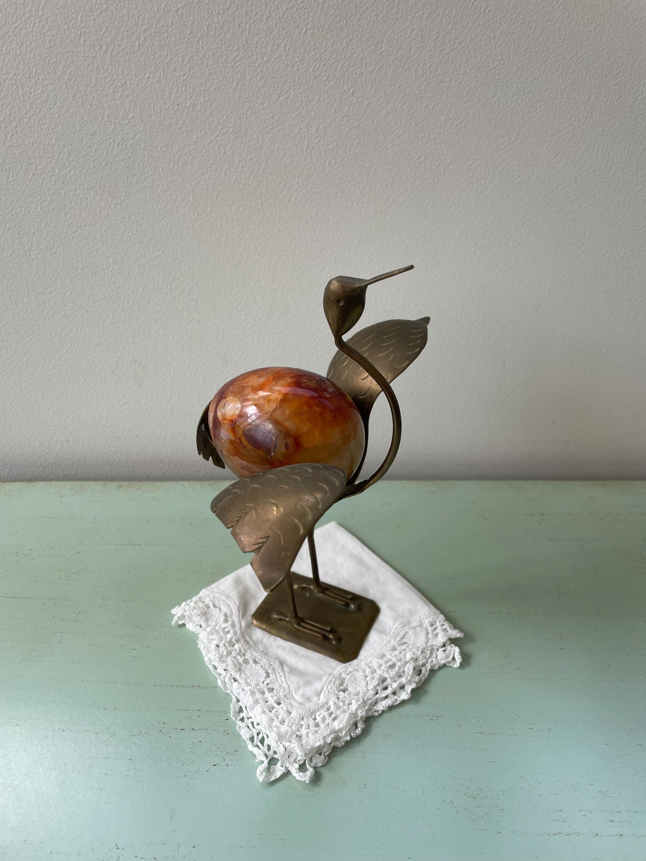 真鍮のダチョウと石の卵の置物 - Etsy 日本