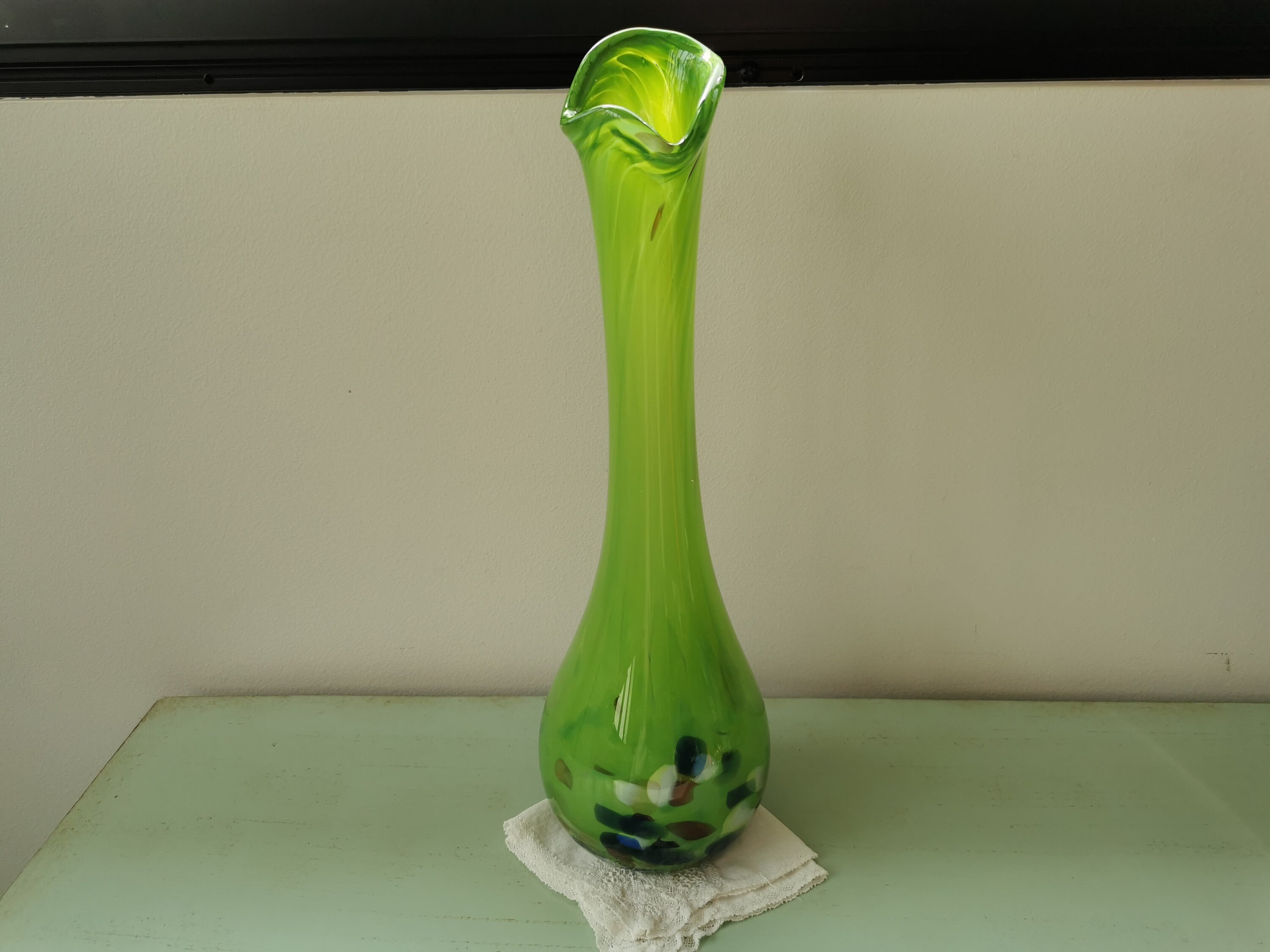 Vase Soliflore Pâte de Verre Vert Prairie Vintage