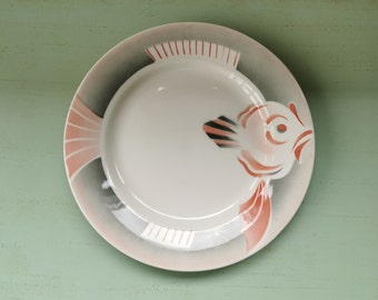 Digoin Sarreguemines earthenware fish flat plate