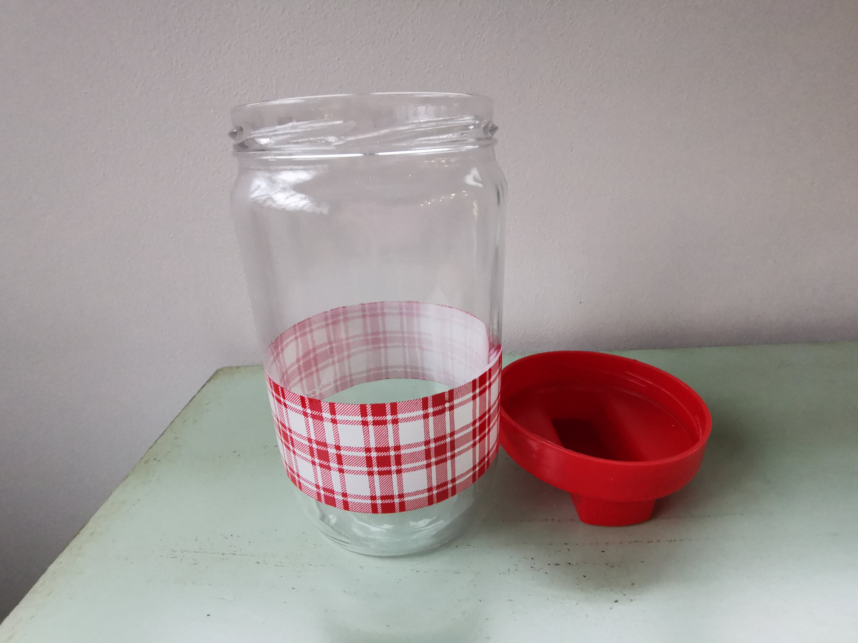 Bocal En Verre Félix Potin La Parisienne - 15.5 Cm, Rouge, Occasion Décoratif