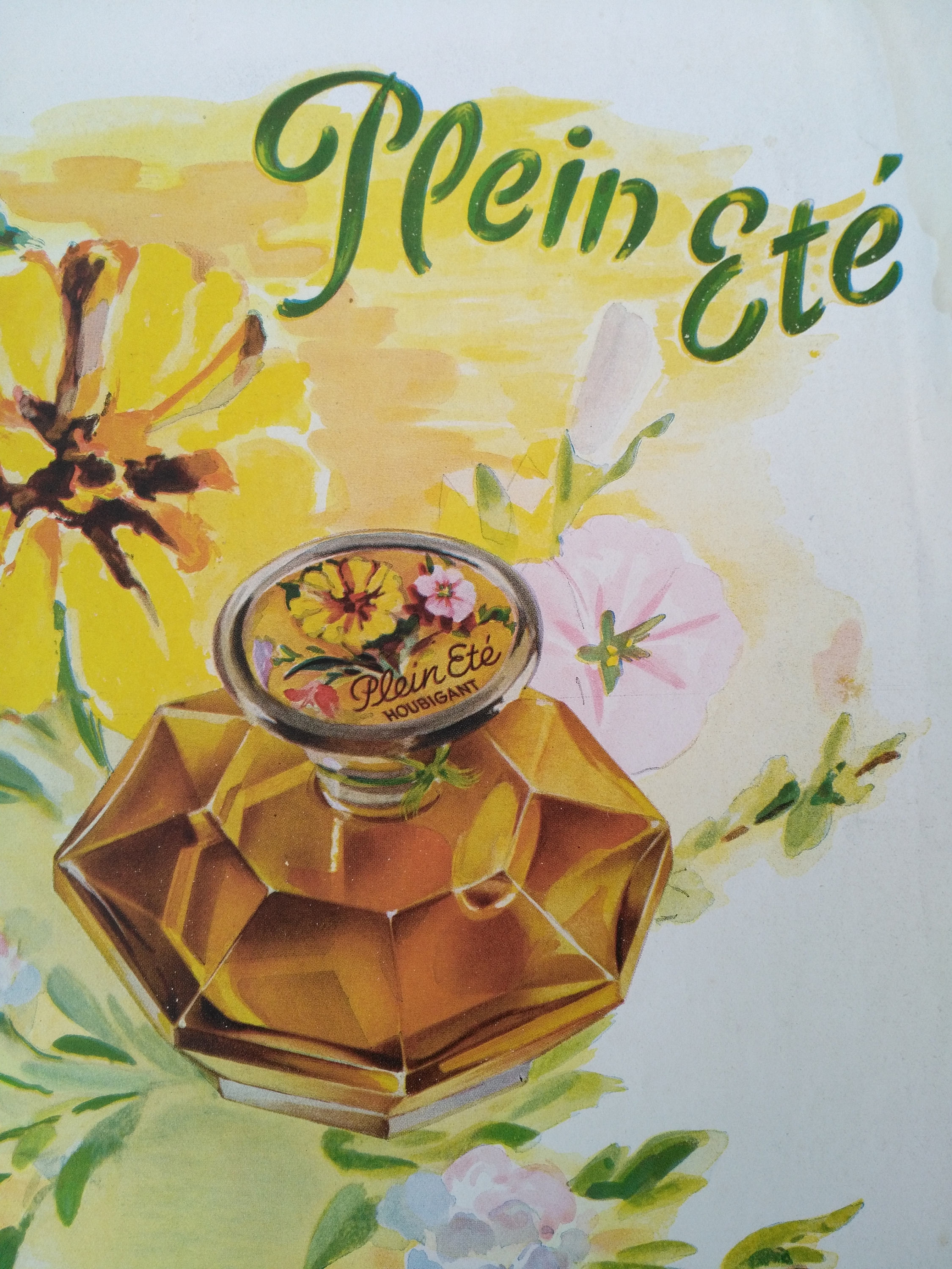 Authentique Affiche/Publicité Originale Ancienne Parfum Plein Été de Houbigant Paris France