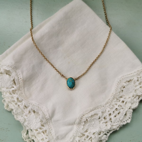 Collier turquoise en vermeil vintage