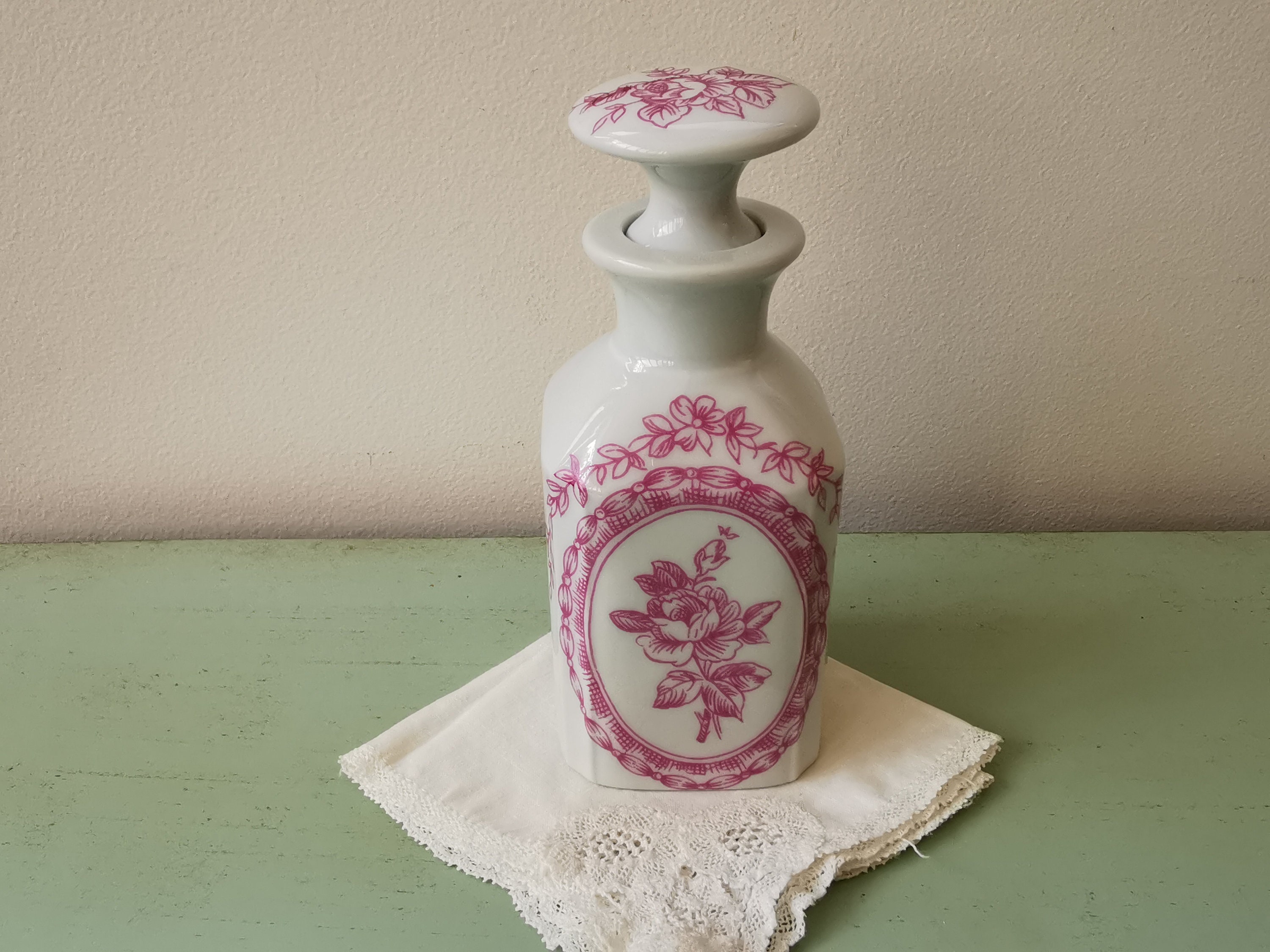 Flacon de Toilette Rose Porcelaine Paris Limoges Vintage