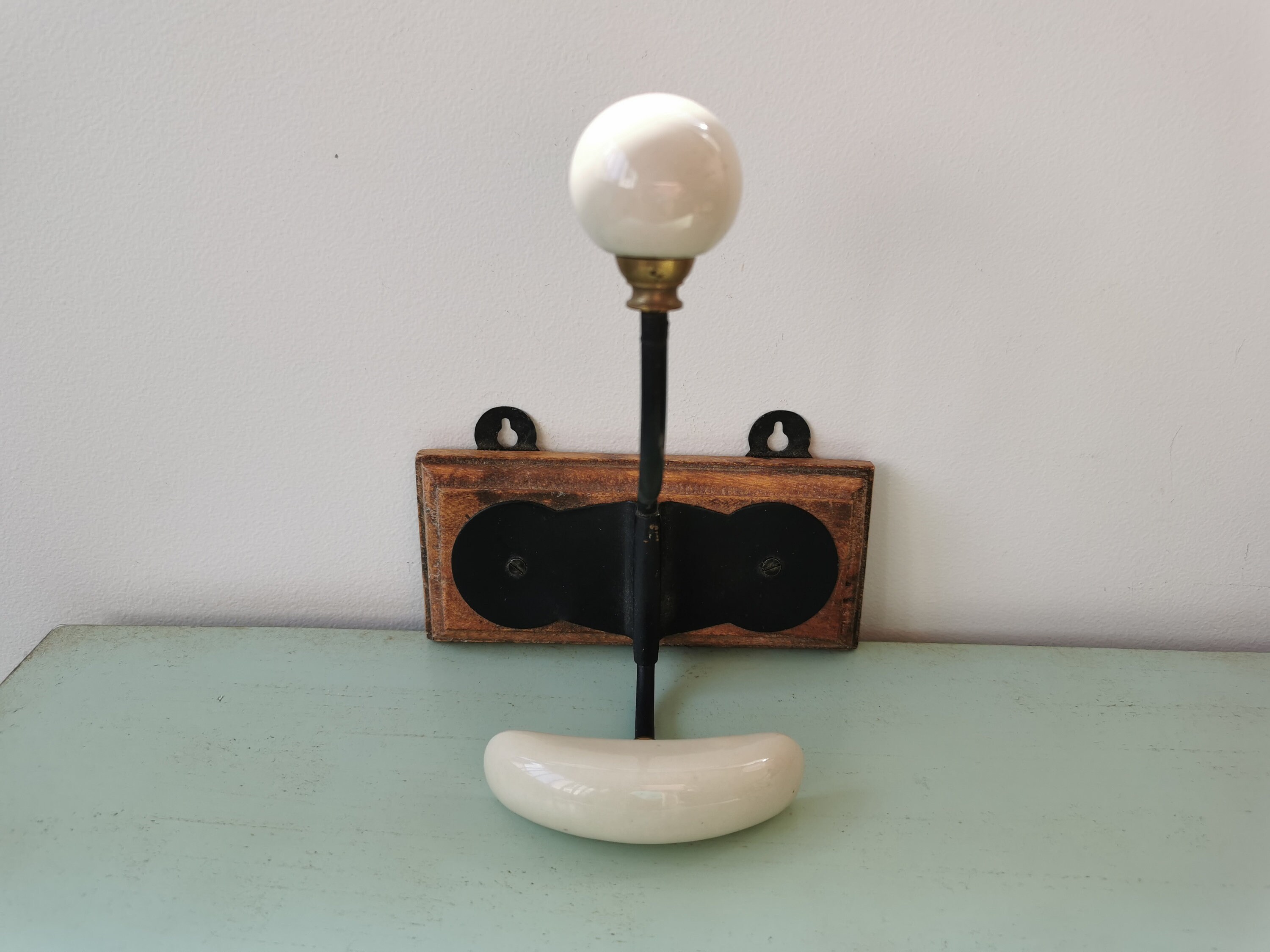 Patère Double en Bois et Métal Vintage Déco Industrielle