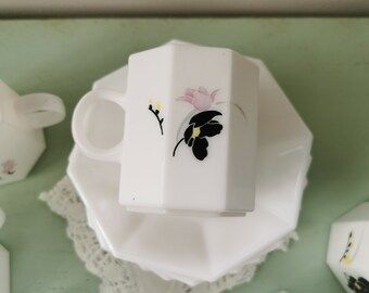 Service à Café Arcopal Vintage - Modèle Anaïs - Blanc - Tasse + Soucoupe