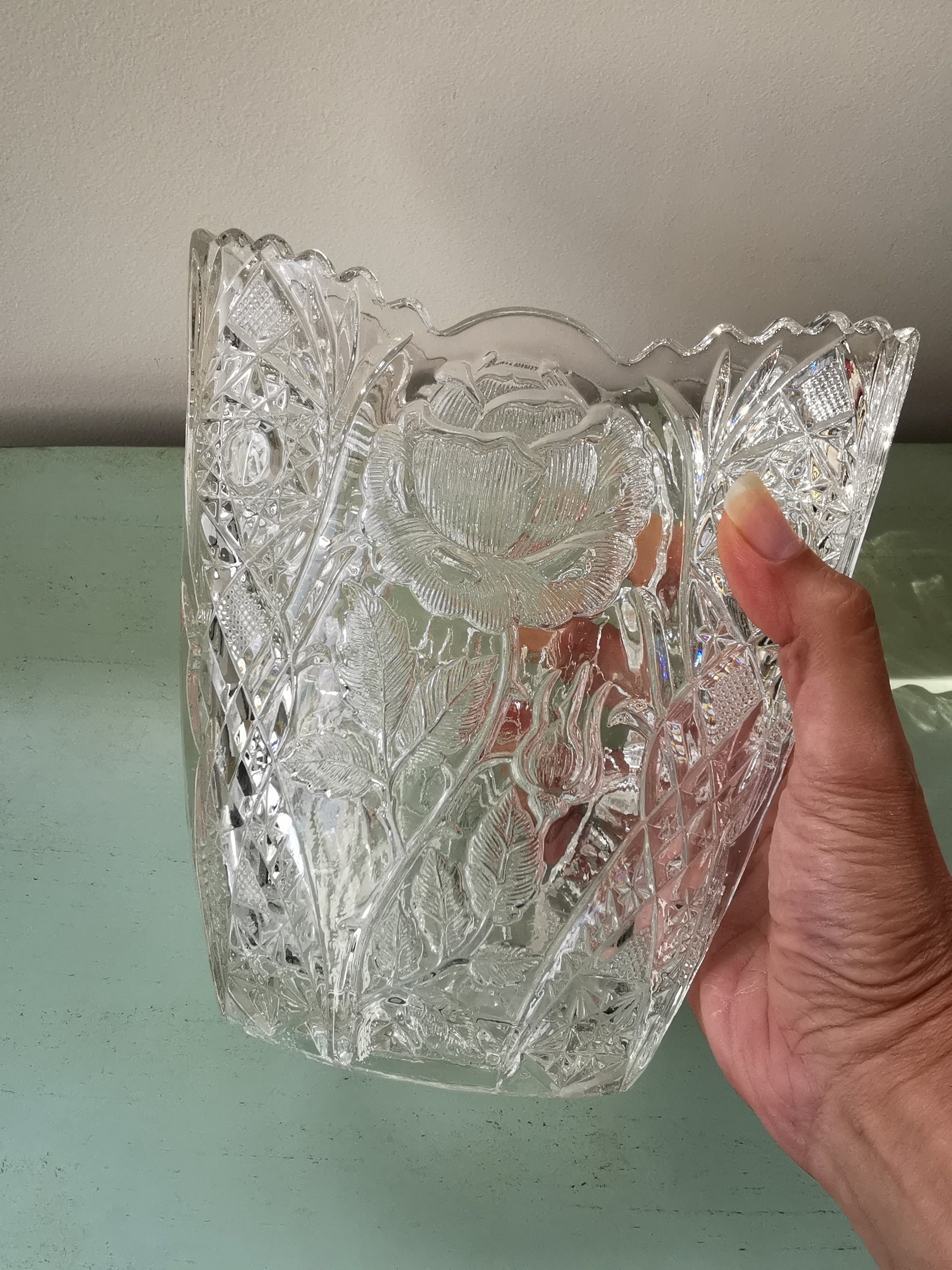 ヴィンテージボヘミアンクリスタル花瓶 - Etsy 日本