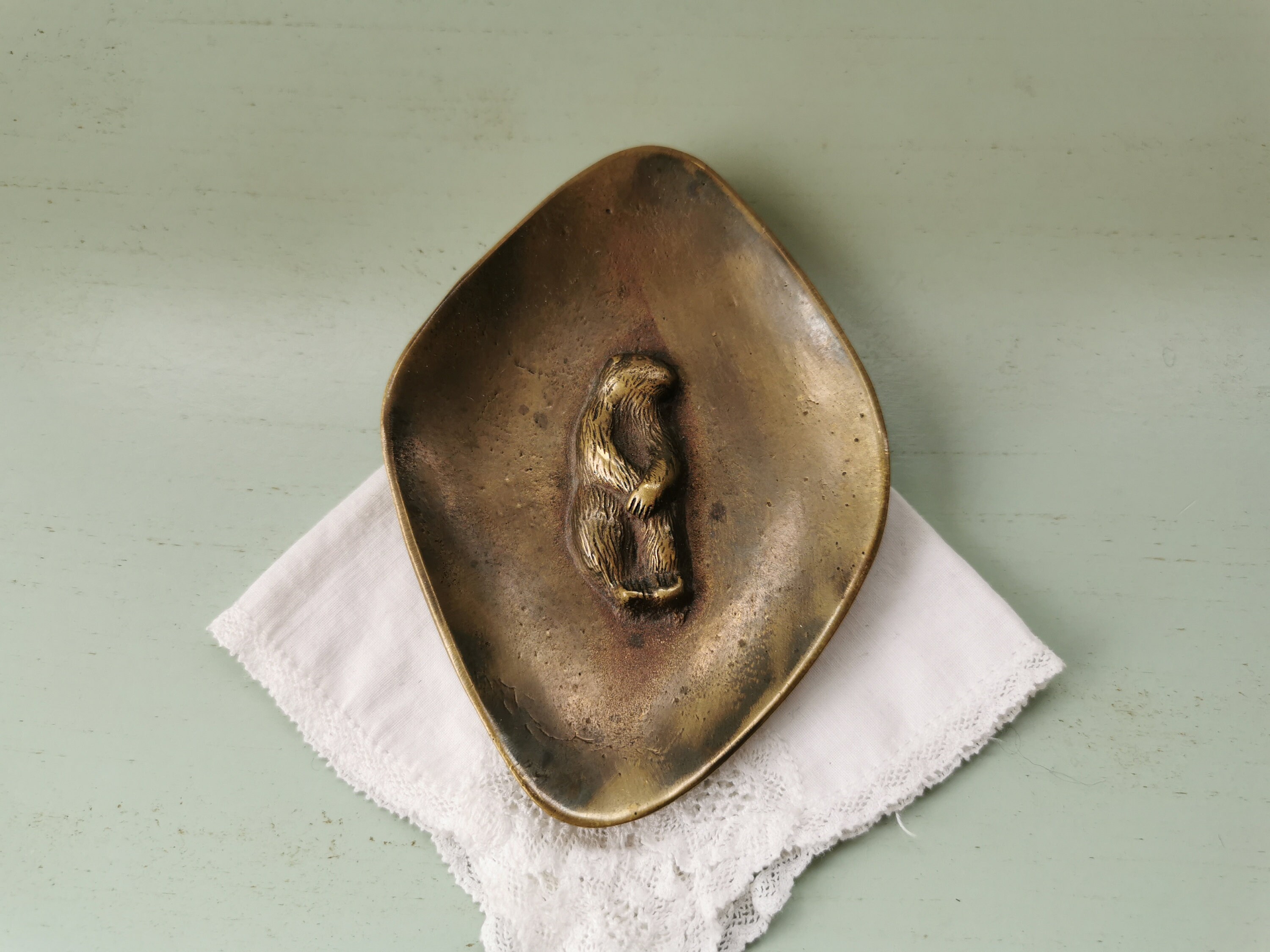 Vide-Poche Marmotte en Bronze Vintage