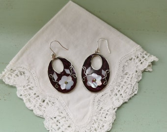 Vintage mother-of-pearl mosaic earrings