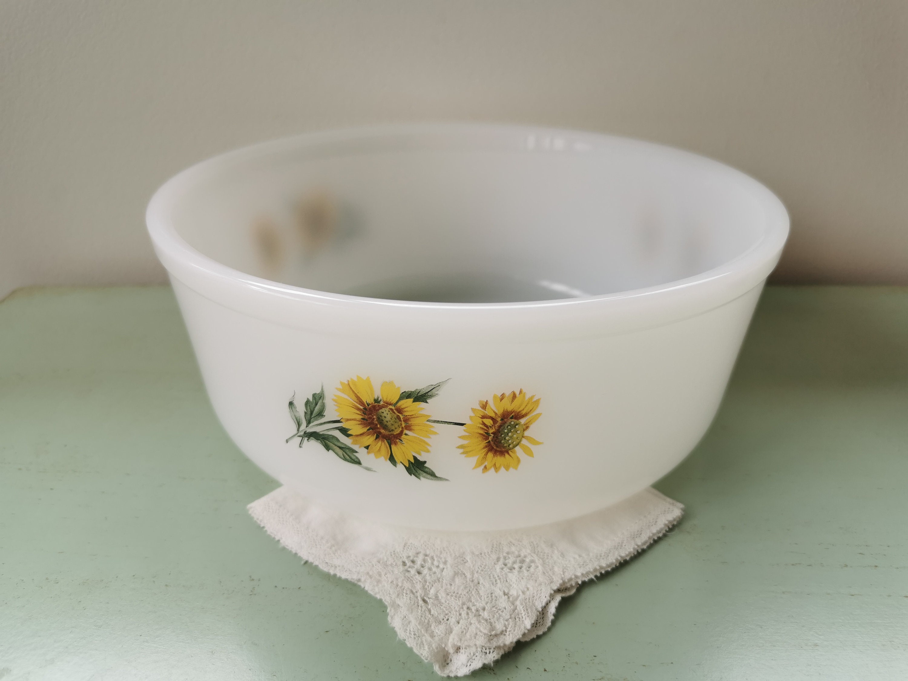 Lot 3 Ramequins Arcopal Verre Vintage 70 – Motif Fleurs Orange Et Jaune – Occasion
