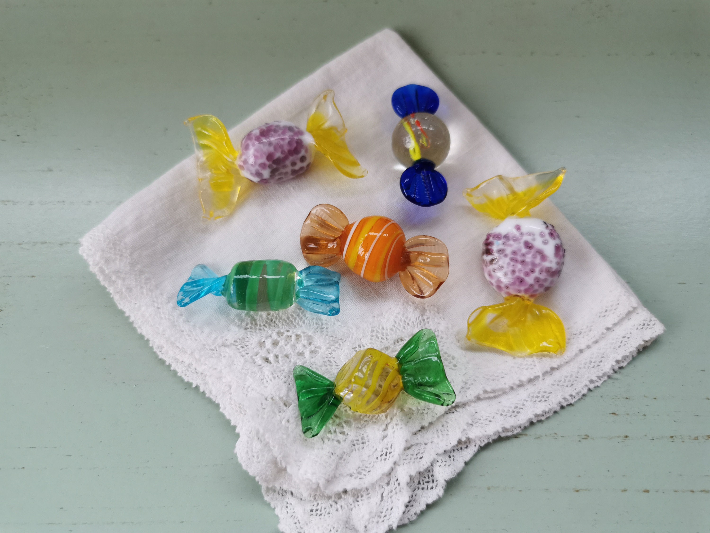 6 Petits Bonbons Verre de Murano Vintage