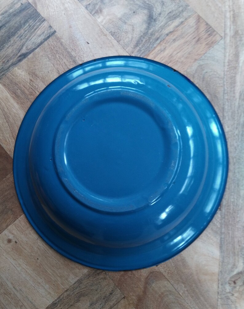 Emaille Becken Becken Emaille blau französisches Öl vintage