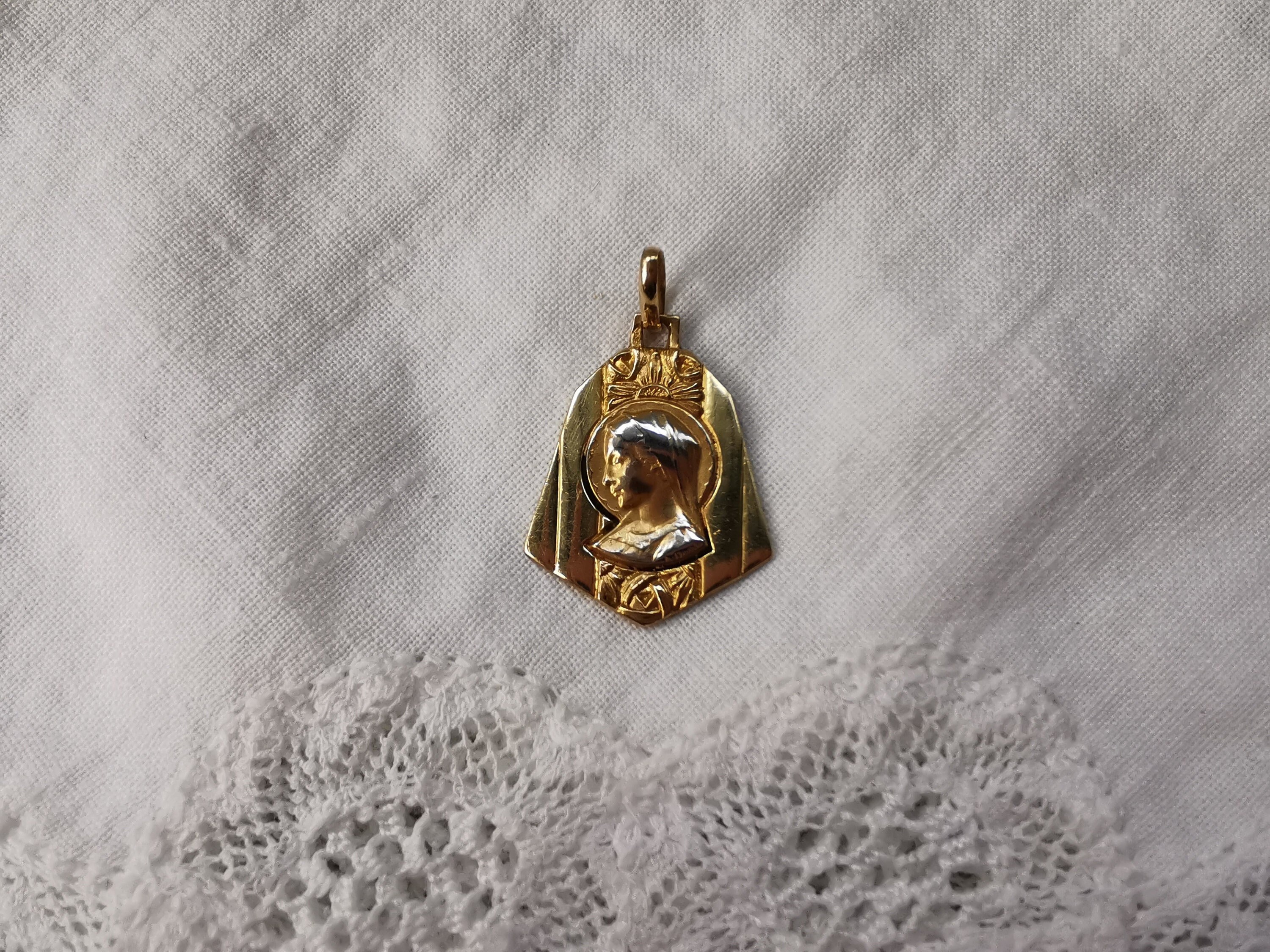 Médaille de La Vierge Marie Or 18K Dropsy Ancienne