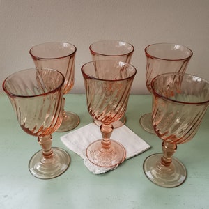 6 vintage Rosaline Luminarc wine glasses