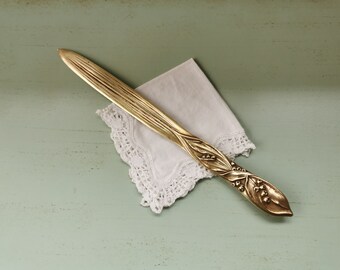 Lily of the valley letter opener/letter opener in Art Nouveau bronze