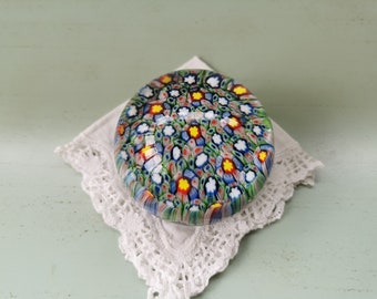 Sulfur paperweight millefiori vintage flowers