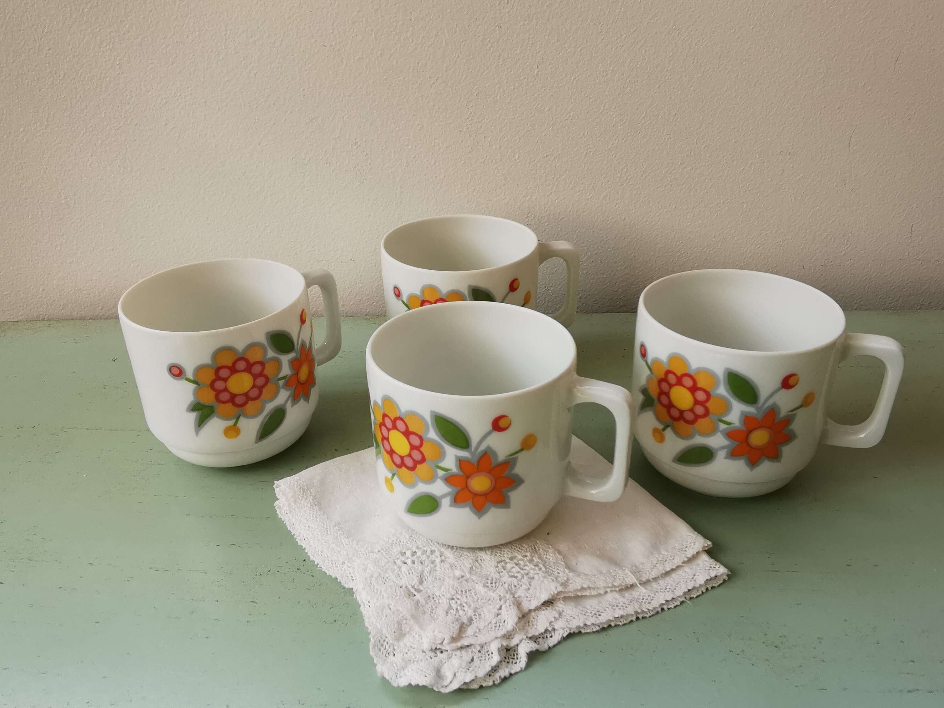 4 Tasses à Café Ch. Field Haviland Porcelaine de Limoges Skandia Vintage