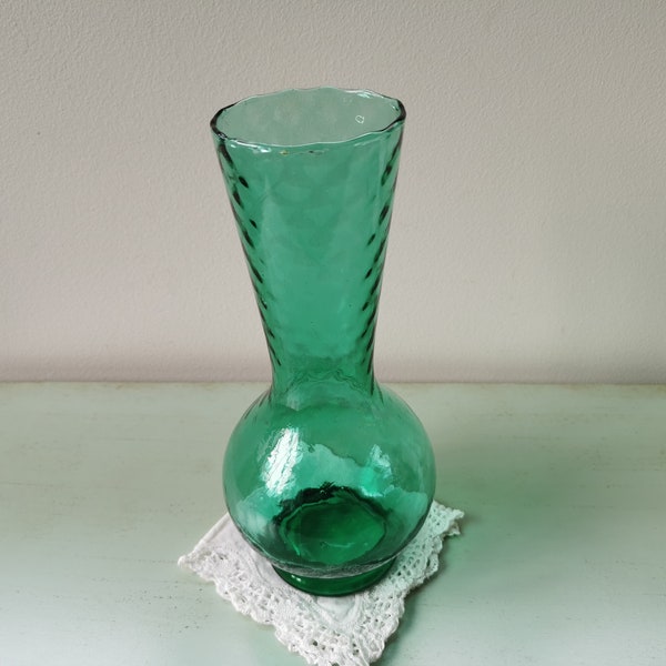 Vase en verre vert émeraude vintage