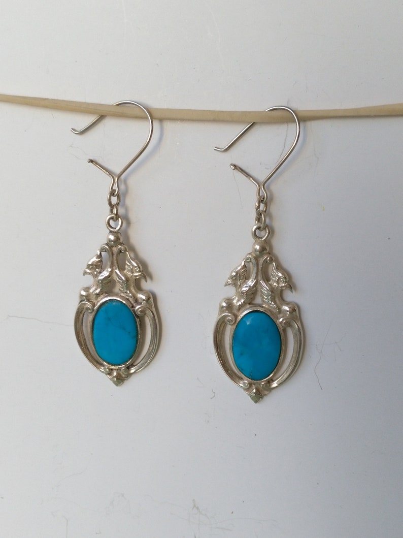 Turquoise treated and Silver 925 earrings vintage