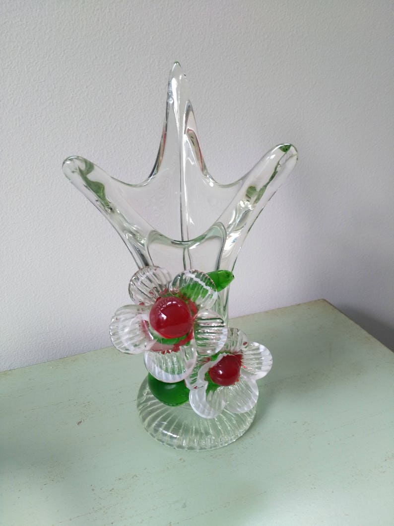 Vase en pâte de verre fleurs en relief vintage Etsy France
