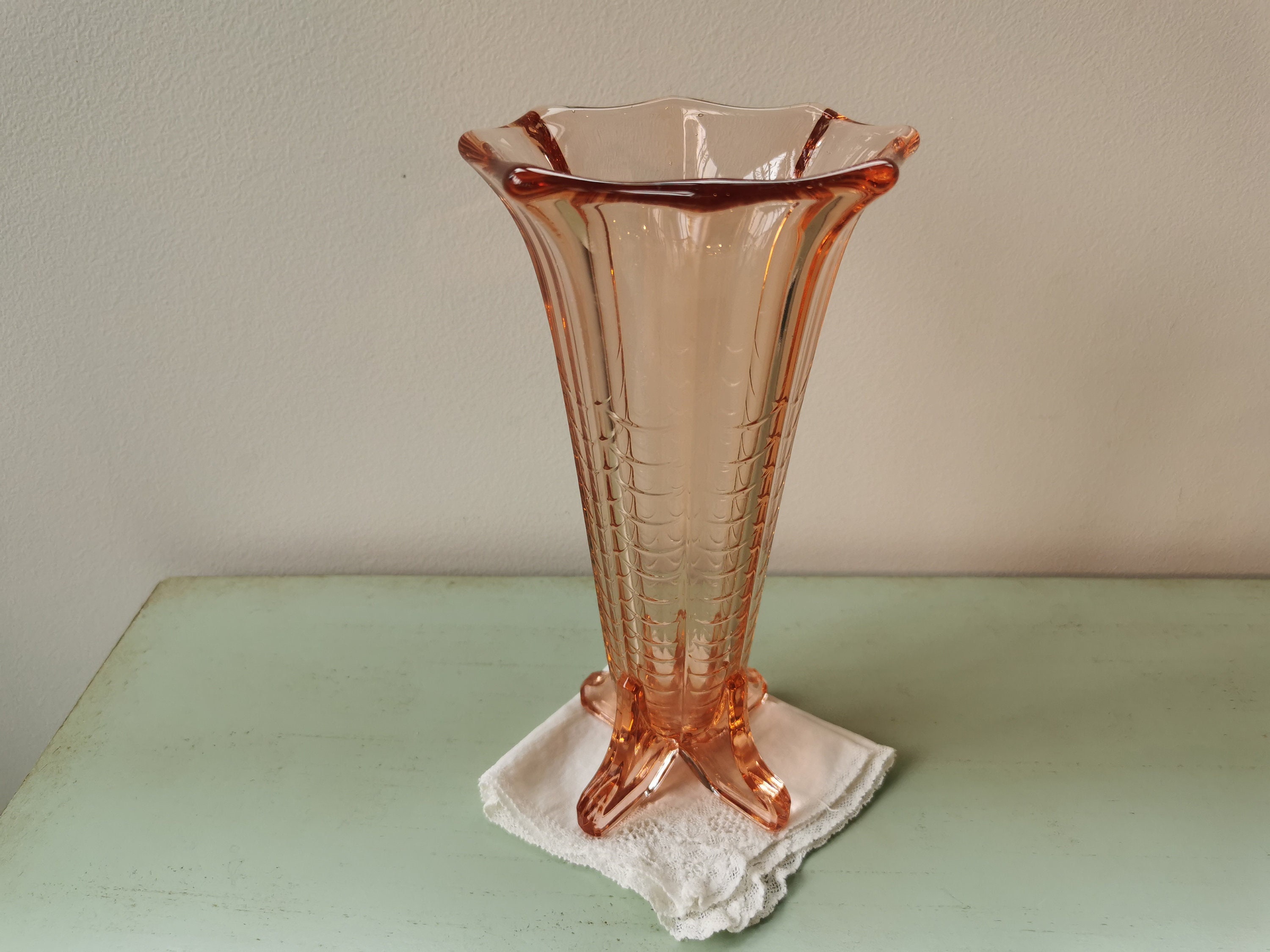 Vase Rose Luxval Val St-Lambert Art Déco