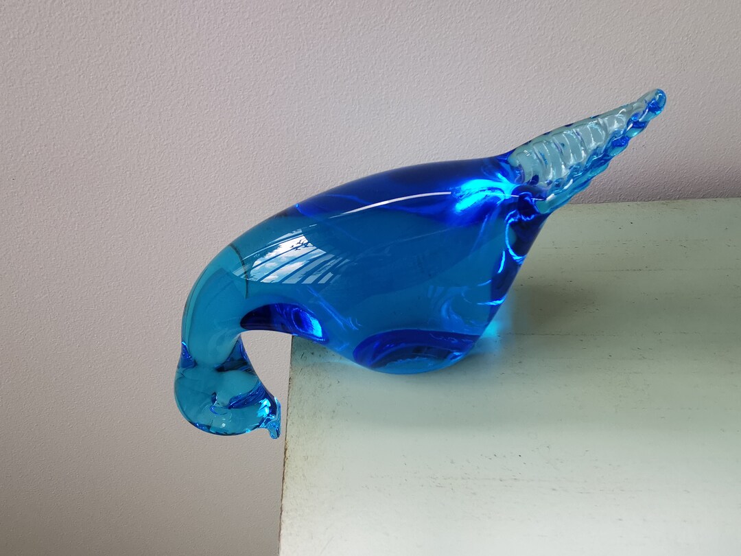 Salviati｜murano/ムラーノ｜ガラスオブジェクト｜青茶｜鳥｜ Murano Glass 鳥のオブジェ ヴェネチアンガラス ムラーノガラス