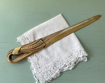 Art Deco signed bronze letter opener/paper cutter