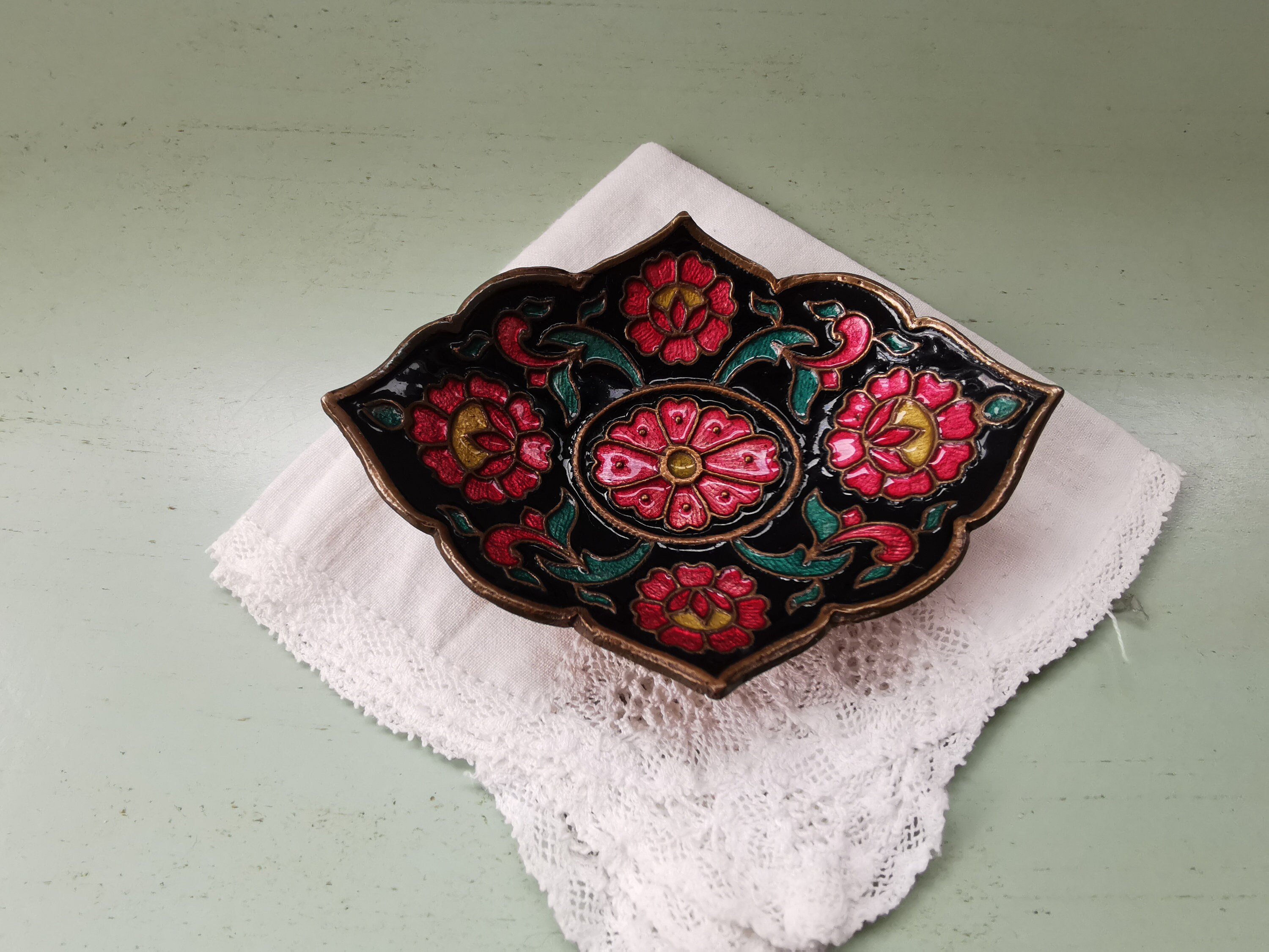 Vide-Poche en Laiton Émaillé Vintage