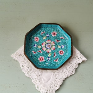 Small vintage Indian flower enameled bowl