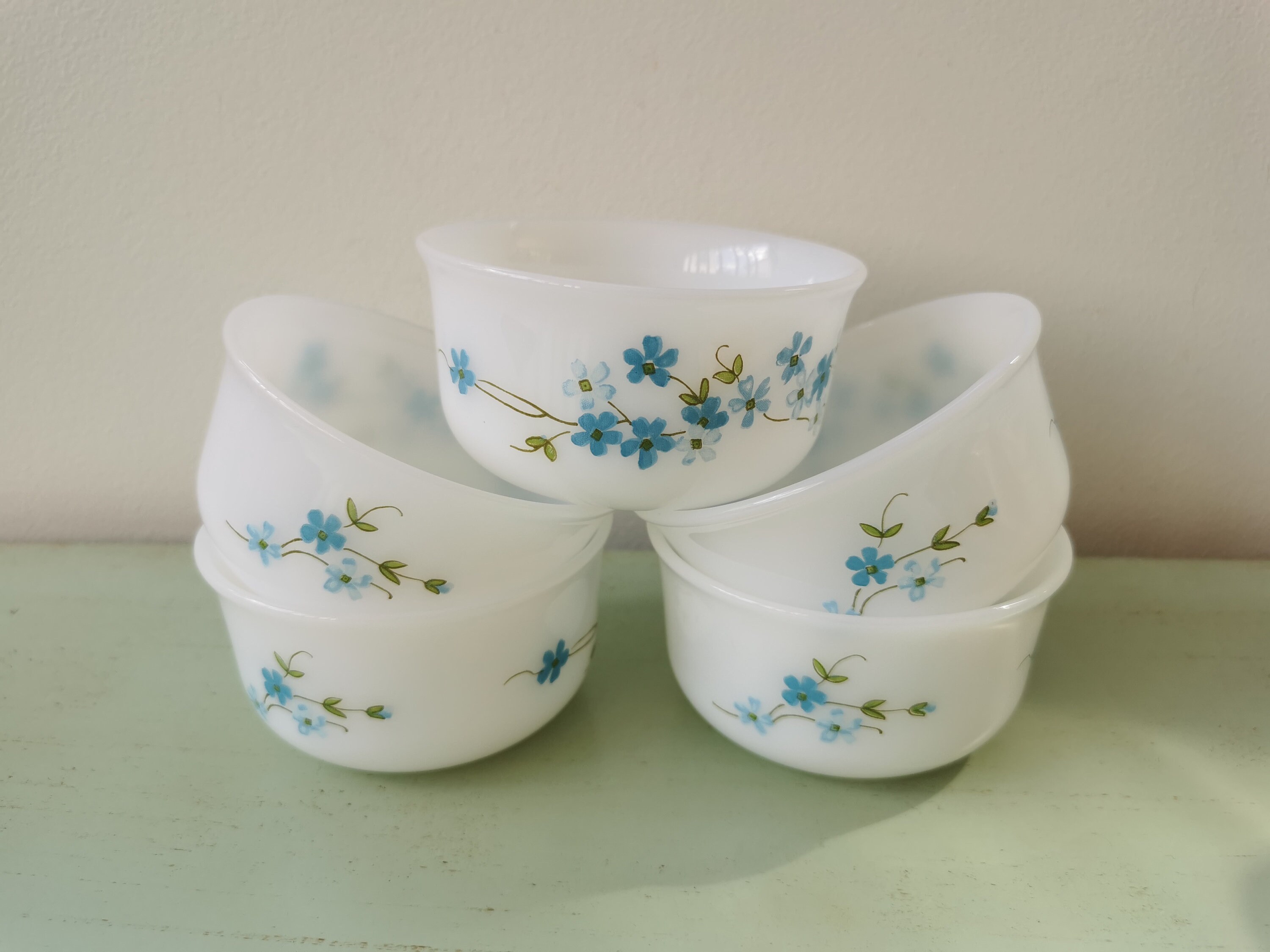 4 Ramequins Arcopal Modèle Rose Rouge Vintage