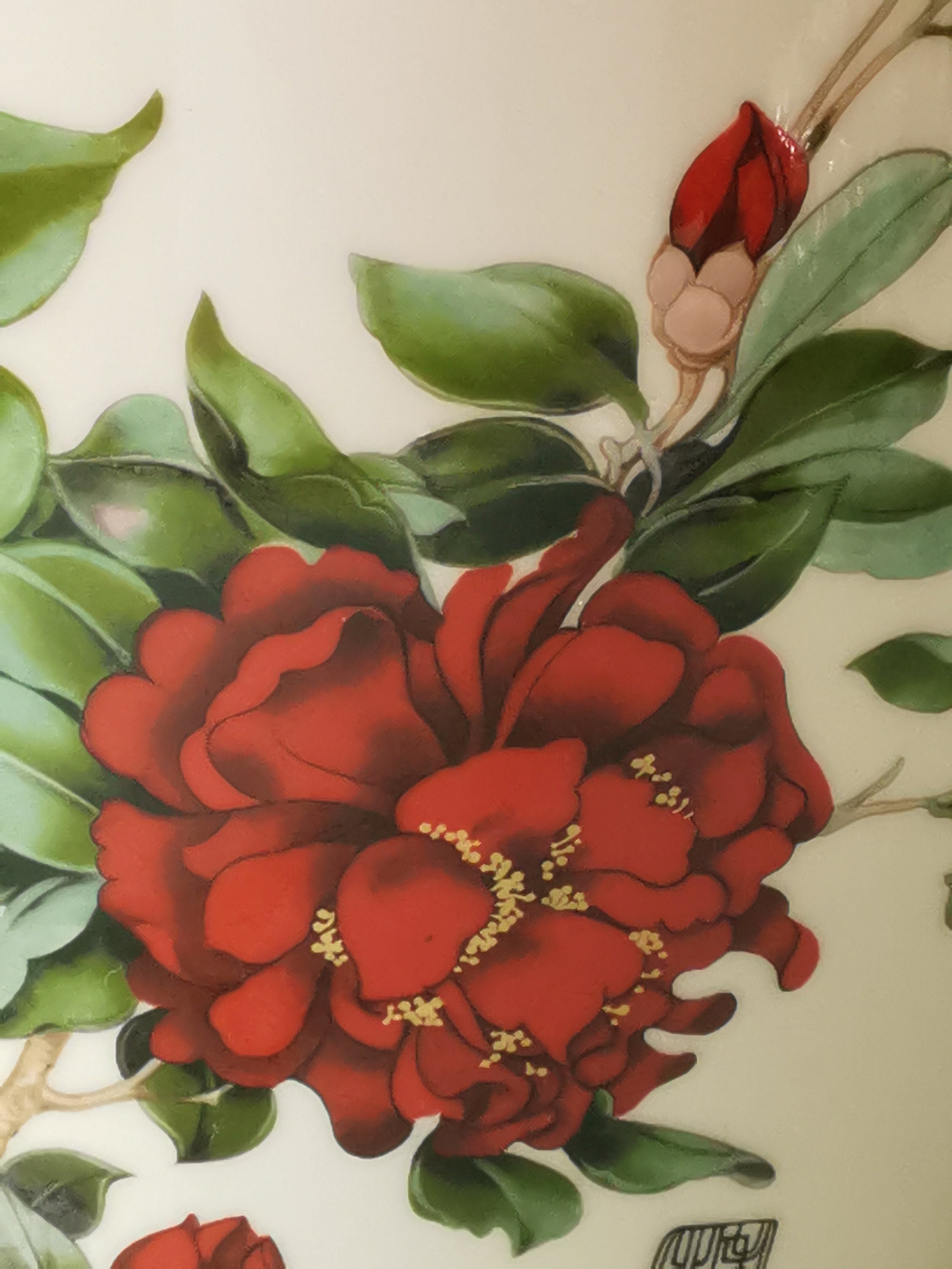 赤い牡丹とヴィンテージの蝶が描かれた中国の陶器の花瓶 - Etsy 日本