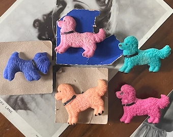Sweet 1950's original dog brooch - original and never worn- several colours available- costume jewellery