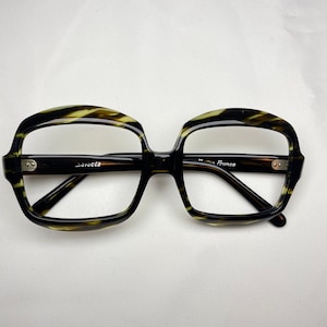 Eyeglasses Frame Vintage 1970&#39;s tortoise effect -  Square shape - New Old Stock NOS Perfect Condition brown and green