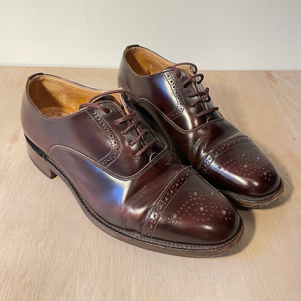 1960's Loake chaussures pour hommes brogues en marron - vintage original en cuir taille homme UK 7