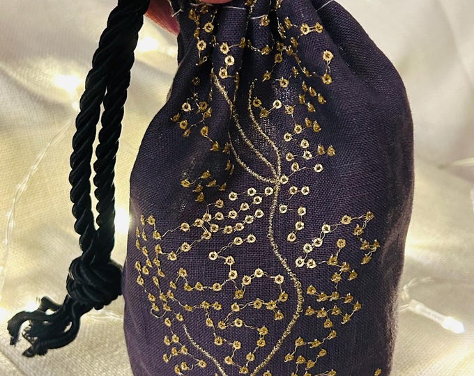 Upcycled Fabric Gift Bag, Mini Drawstring Pouch