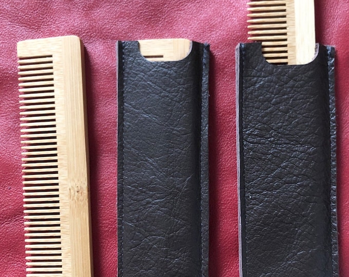 Comb Sleeve, Leather or Suede Option , with or without a Bamboo Comb, Personalisation Feature