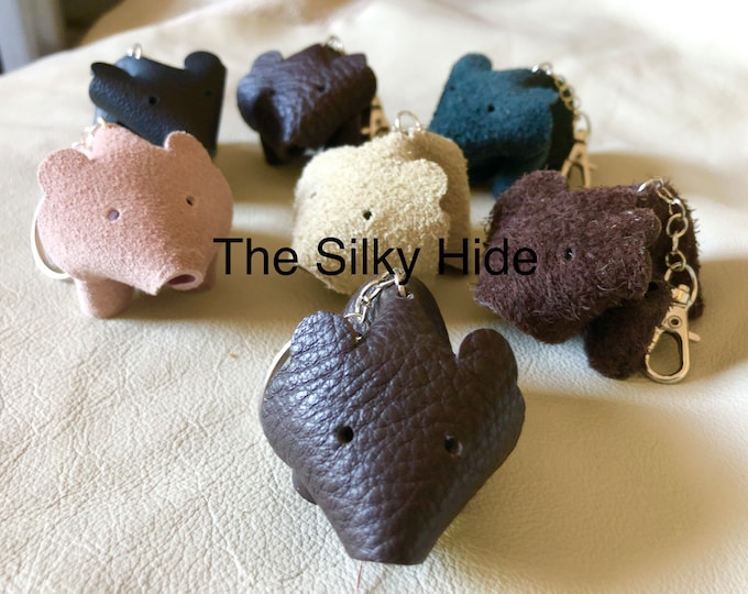 Bear Keyring, Leather Bear Keyring, Suede Bear Keyring, Bear Bag Charm, Bear Hanging Decoration, Bear Keychain