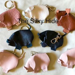 Pig Keyring, Leather Pig Keyring, Pig Bag Charm, Pig Keychain, Pig Key-fob, Pig Accessory, Christmas decoration, Personalise