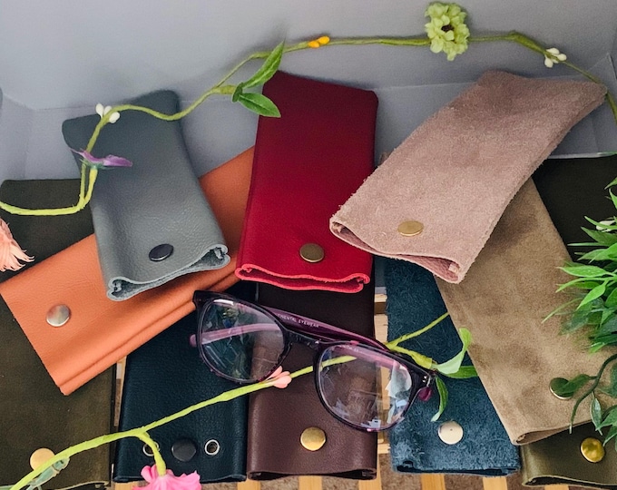 Leather Glasses Case / Pouch / Storage - Various Colours - Design Your Own - Personalisation Feature