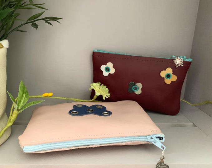 Leather Zipped Cases for Pencils, Make-Up, Brushes, Pens, Money... Various Designs