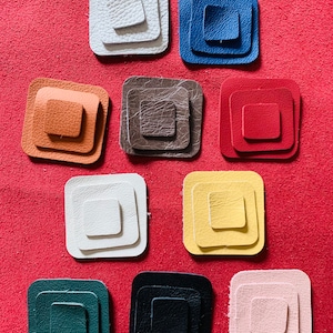 Quadrati in pelle, pezzi grezzi in pelle, fustellati in pelle, ritagli in pelle, decorazioni in pelle, 30 misure miste o 30 taglia unica