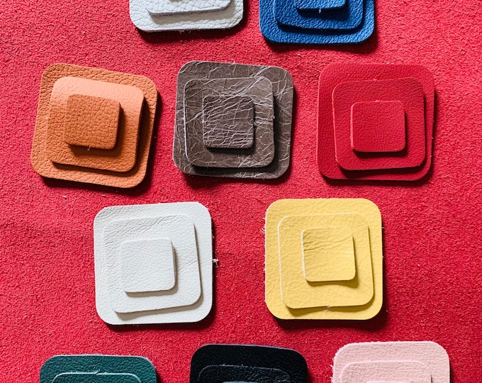 Leather Squares, Leather Blanks, Leather Die-Cuts, Leather Cut Outs, Leather Embellishments, 30 Mixed Sizes or 30 One Size