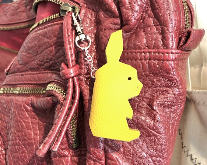 Rabbit Keyring, Leather Rabbit Keyring, Leather Keyring, Rabbit Charm, Leather Charm, Easter Bunny, Easter Gift, Rabbit Keychain