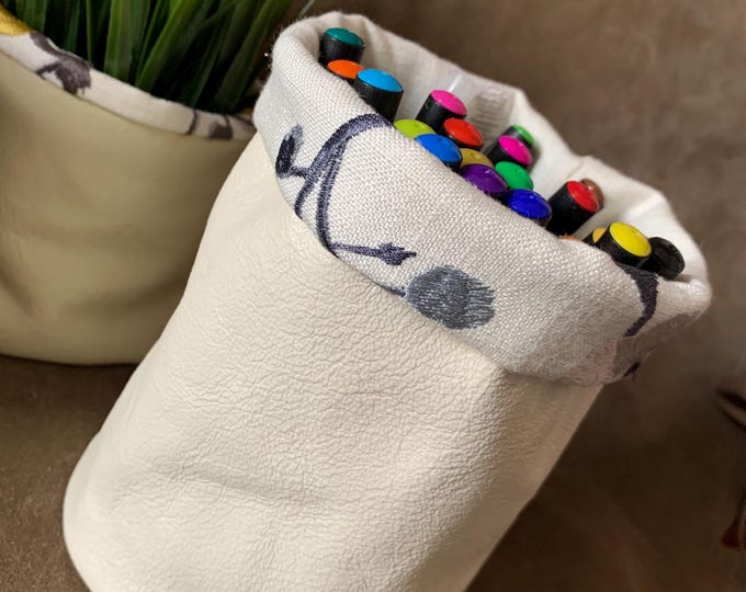 Leather and Fabric Storage Pots