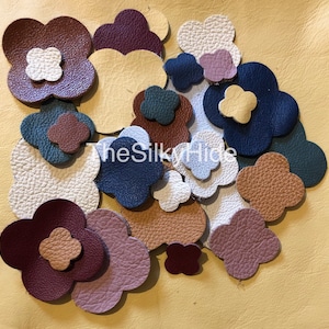 Leather Flowers, Leather Die-Cuts, Leather Cut Outs, Leather Embellishments, 30 pack - 10 of each size S,M,L or 30 of one size