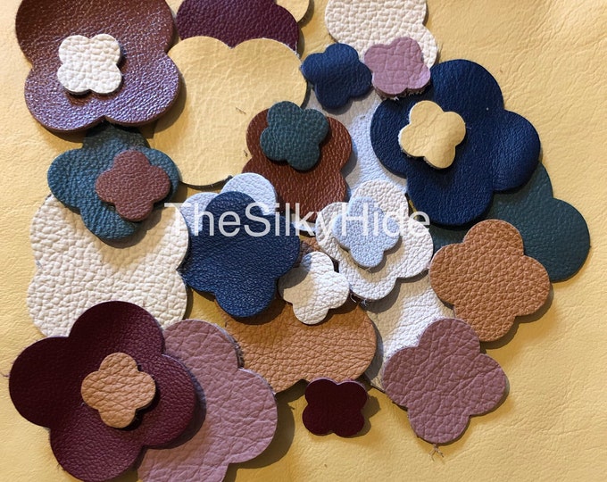 Leather Flowers, Leather Blanks, Leather Die-Cuts, Leather Cut Outs, Leather Embellishments, 30 mixed size or 30 of one size - see listing