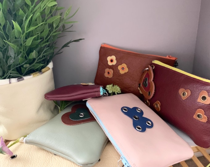 Leather Zipped Cases for Pencils, Make-Up, Brushes, Pens, Money... Various Designs