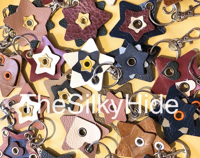 Star Keyrings, Leather Star Keyrings, Star Keyrings, Star Bag Charm, Star Zipper Charm, Handbag Accessories, Leather Star