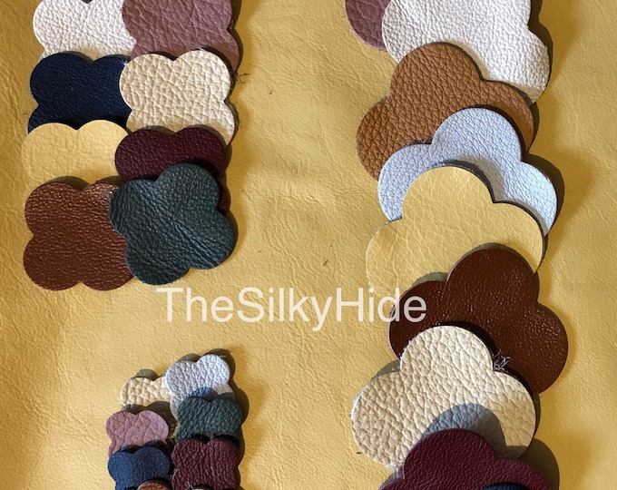 Leather Flowers, Leather Embellishments, 30 pack - 10 of each size S,M,L or 30 of one size