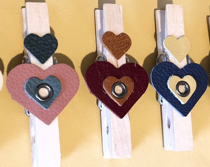 Fridge Magnets, Embellished With Leather Hearts, Stars, Flowers. 3 Different Designs. Set of 3